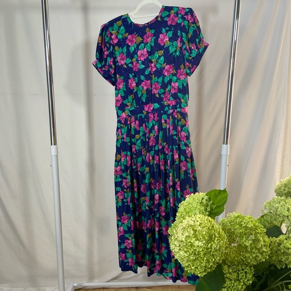 Vintage Talbots Maxi Floral Vibrant Colorful Dress - Picture 4 of 8